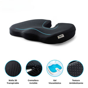 COJÍN ASIENTO ERGONÓMICO GEL + VISCOELÁSTICO